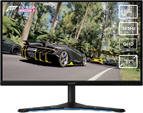 Lenovo Legion Y27q-20 27 Inch QHD Monitor (IPS Panel, 165 Hz, 1 ms, HMDI, DP, USB A-B) – Fully Adjustable Screen, Black