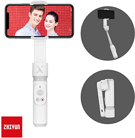ZHIYUN Smooth X Gimbal Stabilizer for iPhone Smartphone, Extendable Selfie Stick, Foldable Handheld iPhone Gimbal, Vlog & YouTube Video, Face/Object Tracking, Bluetooth Remote, Gesture & Zoom - White