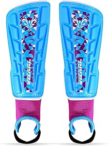 Vizari Frost Soccer Shin Guards - Unique Graphic Lightweight PP Shell - Hard Shell Protection - Foam-Padded Football Shin Pads for Comfort - Adult and Kids Soccer Shin Guards with Adjustable Straps