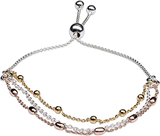 Bolo Bracelet for Women in .925 Sterling Silver, Adjustable 6"- 9"