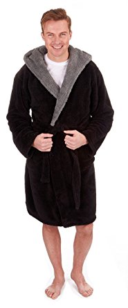 MICHAEL PAUL Men's Hooded Soft Snuggle Fleece Dressing Gown