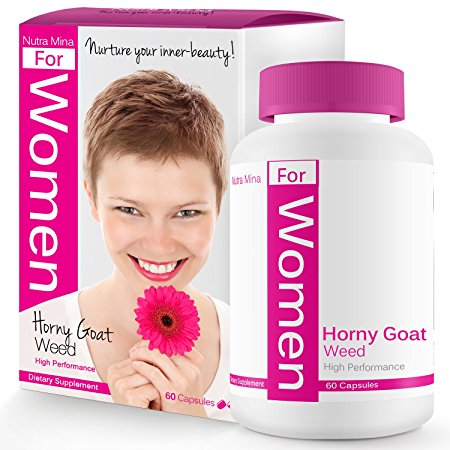 Horny Goat Weed Extract For WOMEN, Natural Libido Booster For Best Performance with Maca Root, Muira Puama, L Arginine, Epimedium 1000mg & Icariins 100mg, Made in USA - 60 Capsules