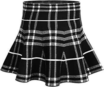 storeofbaby Little Big Girls High Waist Knitted Flared Pleated Skater Skirt Casual