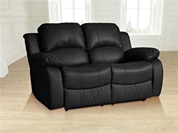 Valencia Black Recliner Leather Sofa Suite 3 2 1 Seater Brand New 12 Months warranty FREE DELIVERY ENGLAND AND WALES ONLY (2 1, Black)