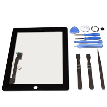 LL TRADER For Black Apple iPad 3 GEN 3rd Touch Screen Digitizer Panel Glass Lens Replacement   Tools and Adhesive for DIY