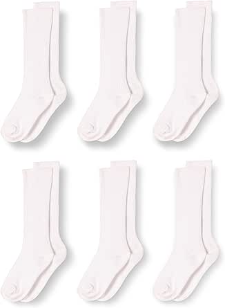 Amazon Essentials Unisex Kids' Casual Cotton Ribbed Knee High Socks, 6 Pairs