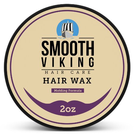 Hair Wax for Men - Best Hair Styling Formula for Modern Styling - Workable & Pliable Product for Added Texture & Shine - Works on All Hair Types, Styles & Lengths - 2 OZ - Smooth Viking