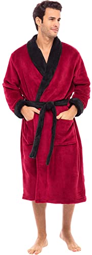 Alexander Del Rossa Men's Warm Fleece Robe, Plush Bathrobe