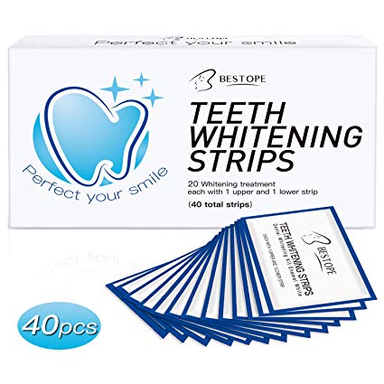 40PCS Teeth Whitening Strips, BESTOPE Teeth Whitening Kit, Professional 3D Whitestrips Peroxide-Free No Sensitivity Home Bleaching Dental Whitener Kit for Tooth Whitening 20 Days Treatments