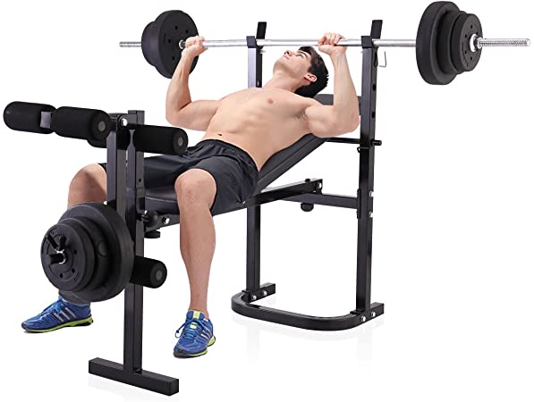 JAXPETY Black Olympic Weight Bench w/Leg Developer