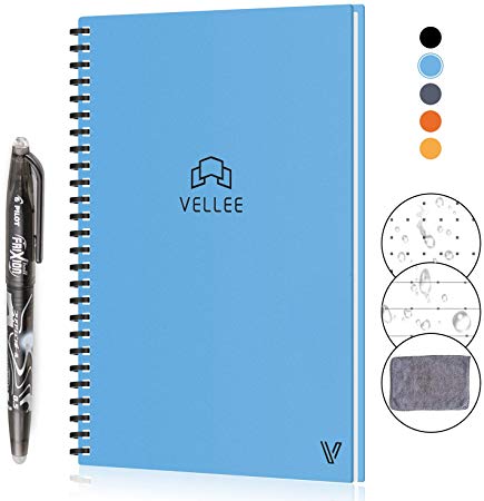 KYSTORE A5 Reusable Smart Erasable Notebook, Wirebound Spiral Notebooks and Journals Hardcover Writing Note Book Executive Heat Erase Dot Grid Paper Wide Ruled Blank 90 Pages with Erasable Pen [Blue]