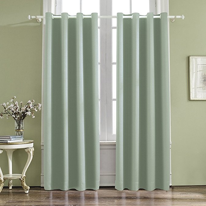 VOGOL Room Darkening Thermal Insulated Blackout Solid Window Curtains/Drapes/Panels for Bedroom,52 x 63Inch,2 Panels,Top Grommets