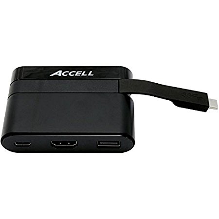 Accell USB-C Portable Dock - HDMI 2.0 (4K UHD @ 60Hz), USB-A 2.0, USB- C Charging Port 3Amp - Compatible with Thunderbolt 3, MacBook Pro 2016, MacBook Retina, Chromebook Pixel 2015