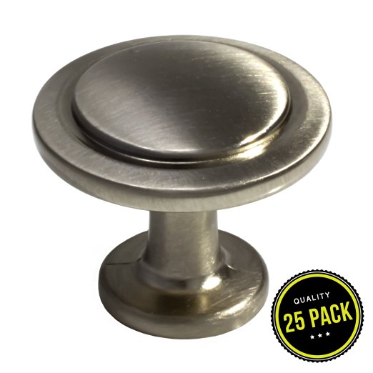 25pk Satin Nickel Cabinet Hardware Round Knob - 1-1/4" Diameter (25pk Satin Nickel)