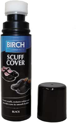 Birch Scuff Cover Black 75ml - High Pigment Wax Shine Shoe Polish Instant Shine Liquid Shoe Boot Paste - For Smooth Leather - Work, Casual and Dress Shoes BLACK