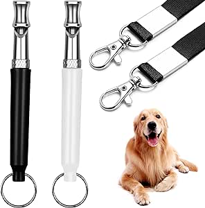 2Pack Dog Whistle, Dog Whistle to Stop Barking Neighbors Dog, Adjustable Ultrasonic Silent Dog Whistle, Professional Recall Dog Training Whistles, with Lanyard