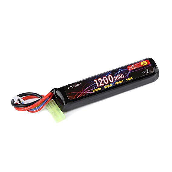 Fconegy 3S 11.1V 1200mAh 20C Lipo Battery Pack with Small Tamiya Plug for Airsoft Gun