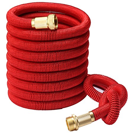 Greenbest 2016 NEW 50' Expanding Garden Hose, Ultimate, Solid Brass Connector Fittings, Red