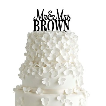 Sugar Yeti | Custom Personalized Mr & Mrs Wedding Cake Topper With Your Last Name Acrylic Cake Topper for Special Events