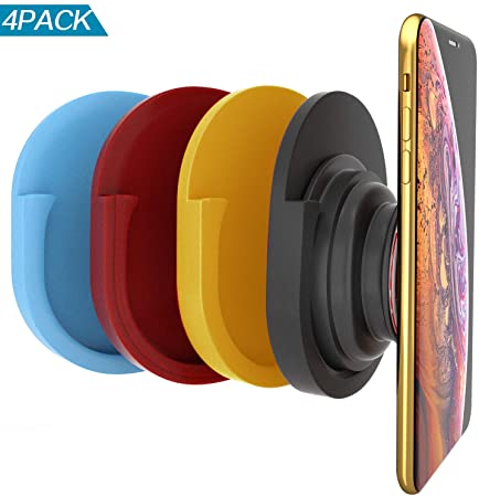 Alquar 4 Pack Phone Universal Silicon Car Mount,Coolest Collapsible Grip Stand,Strongest & Most Durable, Home, Office, Kitchen,Bedroom (Black yellow red blue)