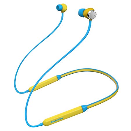 Bluedio TN (Turbine) Active Noise Cancelling Headphones, Bluetooth 4.2 Wireless Sports Headsets,Magnetic Sweatproof Running Earbuds with Mic (Yellow)