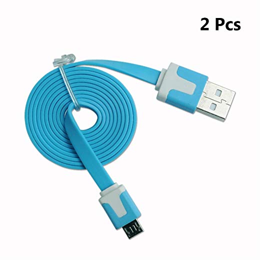 YCDC USB Cable 3.2ft Sky Blue, USB 2.0 to Micro USB Cable, Quick Charge and Data Sync for Smartphones Samsung HTC 2Pcs