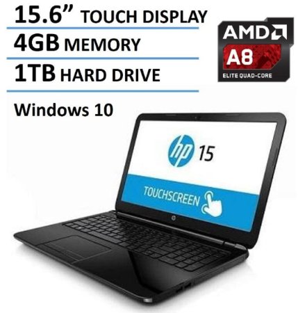 2016 Newest HP 15 High Performance Premium Touch Laptop (Quad Core AMD A8-7410 up to 2.5 GHz, 4GB RAM, 1TB HDD, 15.6" HD TouchScreen, AMD Radeon R5, SuperMulti DVD, HDMI, HD Webcam, USB 3.0-Win10)