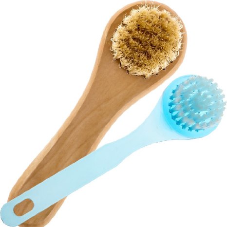 Face Brush Set for Wet and Dry Brushing - Includes Facial Cleanser Brush for Washing and Facial Scrub Brush for Use on Dry Skin - Money-saving Luxury Facial Brush Set