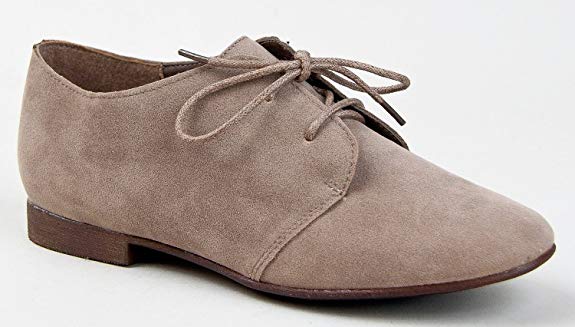 Breckelle's Sandy-31W Vegan Suede Round Toe Lace Up Oxford Shoes