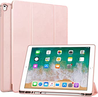 MoKo Case Fit iPad Pro 12.9 2017/2015 with Apple Pencil Holder - Slim Lightweight Smart Shell Stand Cover Case with Auto Wake/Sleep Fit Apple iPad Pro 12.9 inch Tablet (1st & 2nd Gen),Rose Gold