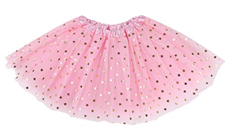 Lullaby 4 Layered Girls Tutu Skirt Fluffy Stars Sequins Princess Dress up Ballet Tutu