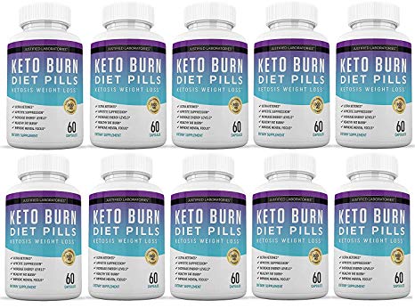 Keto Diet Pills Burn Shred BHB Salts Advanced Ketogenic Supplement Exogenous Ketones Ketosis Weight Loss Fat Burner Boost Energy Metabolism Men Women 60 Capsules 10 Bottles