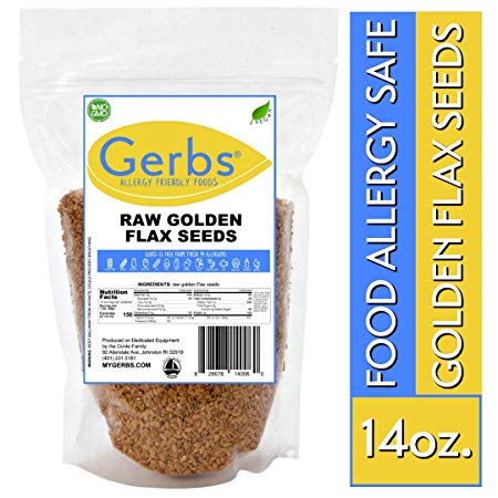 Raw Golden Flax Seeds 14oz. Bag - Top 14 Food Allergy Free & NON GMO by Gerbs - Vegan, Keto Safe & Kosher - Grown in Canada