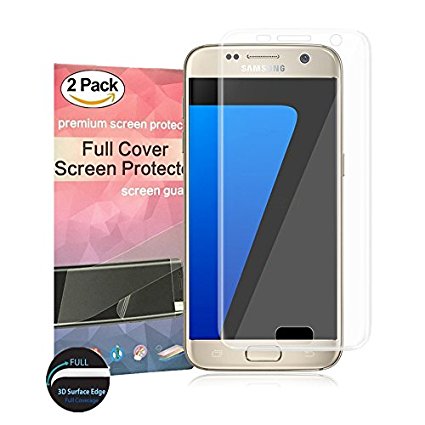 For Galaxy S7 Screen Protector[2 Pack],JeeBoo [3D Curved Full Coverage]TPU Protective PET Film Screen Soft Flexible Cover [Case Friendly] [Anti-Scratch] [ Anti-Shatter] For Samsung Galaxy S7
