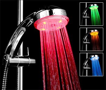 Bathroom Shower Heads Temperature Controlled Lights 3 Colors LED Light Shower Head
