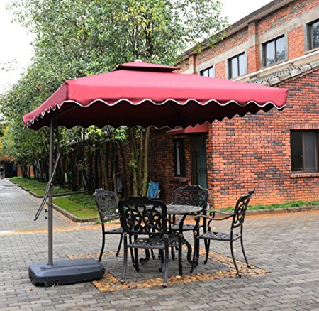 Tylor's Garden 8-1/2 Ft Cantilever Outdoor Patio Umbrella, UV Resistant, 100% Polyester, Burgundy