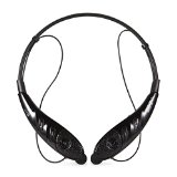 GJTHBS-860 Wireless Bluetooth Stereo Headset Universal Vibration Flex Neck Strap Style Earphone Headphone for iPhone 6 6S 5S Samsung Galaxy S6 S6 edge Note 4 3 2 Android Cellphones Enabled Bluetooth Device BLACK