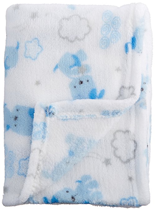 Nuby Cuddly Soft Plush Baby Blanket, Blue, 30" x 30"