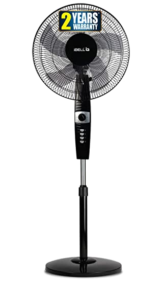 iBELL STORMP16 High Speed Pedestal Fan, 457mm, 2 hour Timer, 5 Leaf, Stand fan (Black), with Copper Motor,2 Year Warranty