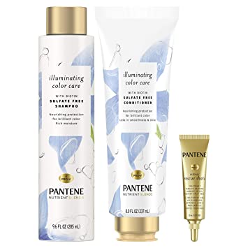 Pantene Nutrient Blends Illuminating Color Care with Biotin Sulfate-free Shampoo & Conditioner   Intense Rescue Shots