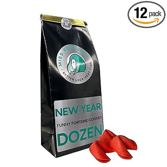 Miss Fortunes, Funny Fortune Cookies, The New Year Dozen, Makes Any Party 20% More Awkward, Written by Professional Comedy Writers (Bag of 12 Cookies)