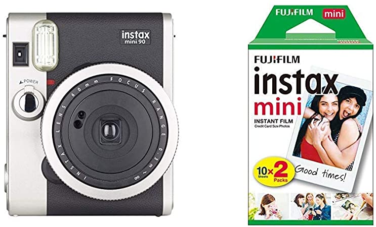 instax Mini 90 NEO Classic Camera, Black & Mini Film, 20 Shot Pack