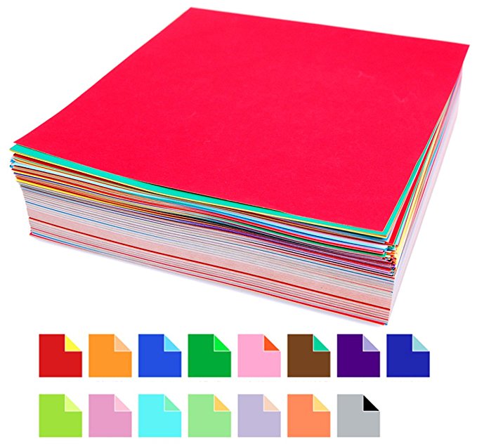 500 Count Origami Paper, 30 Vivid Colors, Different Colors on Either Side, 6" Square Sheets for Arts and Crafts by Tenby Living