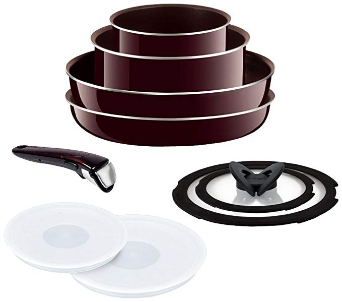 T-FAL frying pan 9-point set detachable handle Ingenio Neo mahogany Premier set with a lid 9 gas fire heater dedicated L63191