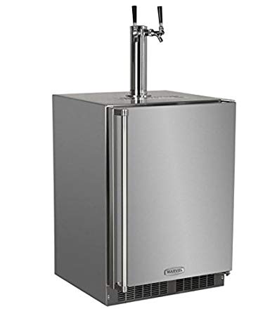 Marvel MO24BTS2RS Outdoor Built-In Beer Dispenser, Twin Tap, Solid Door, Right Hinge, 24", Stainless Steel