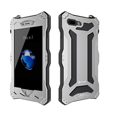 iPhone 7 Plus Case,Bpowe Gundam Gorilla Glass Aluminum Metal premium protection Shockproof Military Bumper Heavy Duty Sturdy Protective Cover Shell Case for iPhone 7 plus 5.5 inch (Silver)