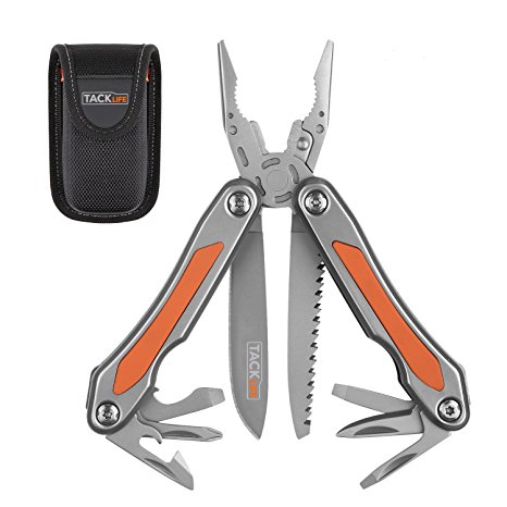 Tacklife MPY05 Multitools, Advanced 12 in 1 Stainless Steel Multi-Plier with Knife, Needle Nose Pliers, Wire Cutter, Saw File, Screwdriver and More, Nylon Sheath Included