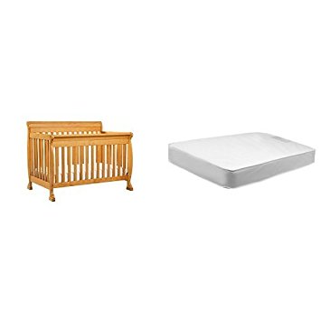 DaVinci Kalani 4-in-1 Convertible Crib with Toddler Rail and Twilight Crib Mattress, Honey Oak