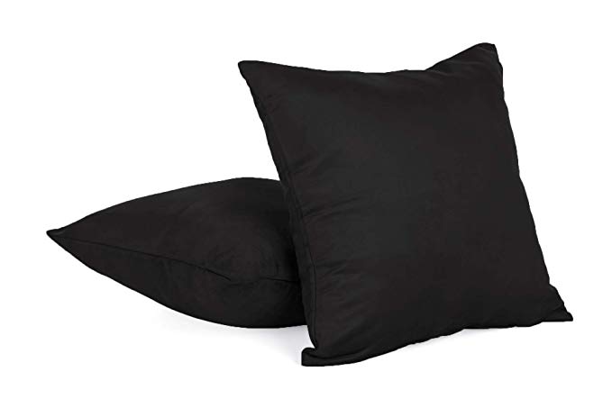 DreamHome - Solid Faux Suede Pillow Cover/Sham (2-Pack 18" x 18", Black)