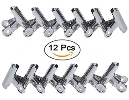 Set of 12 Chip Clips for Bags - 3 Inches Wide Stainless Steel Heavy-duty Food Bag Clips, All-Purpose Air Tight Seal Grip Clips for Kitchen Kitchen Hom(12PCS)
